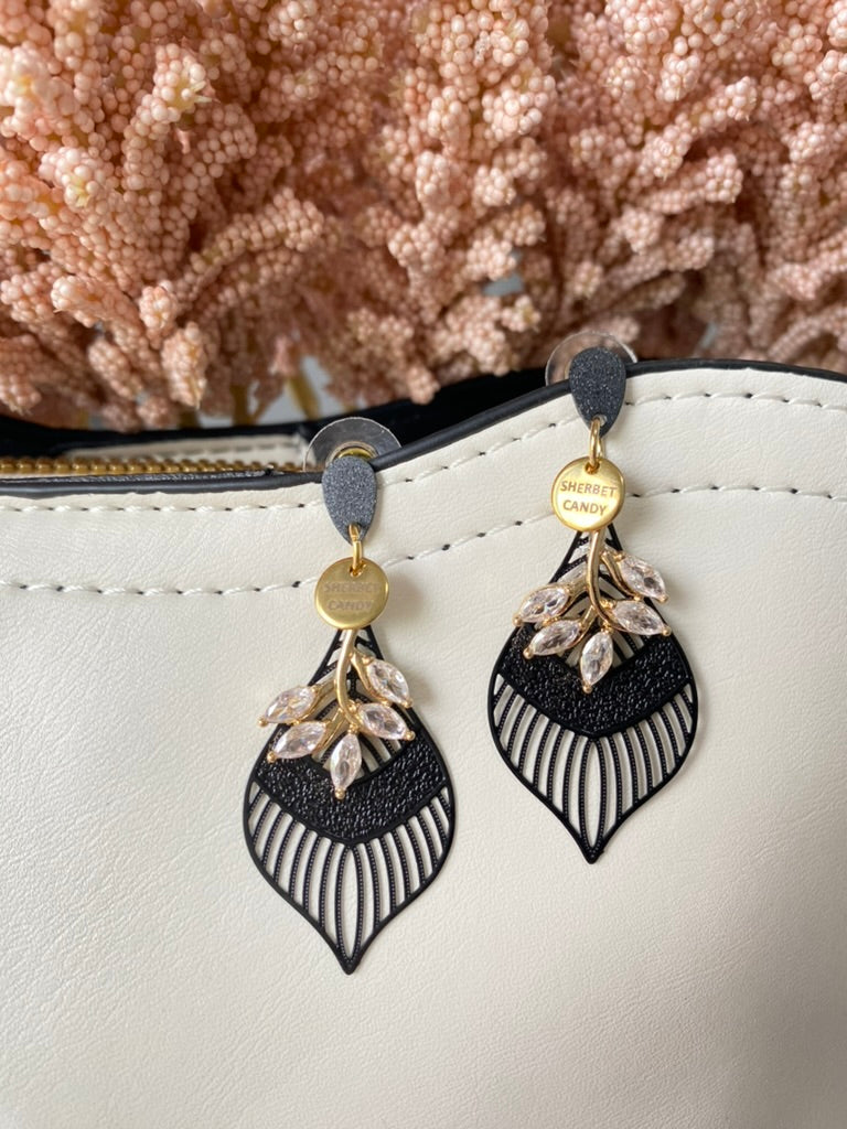 Black Lace with Cubic Zirconia Branch