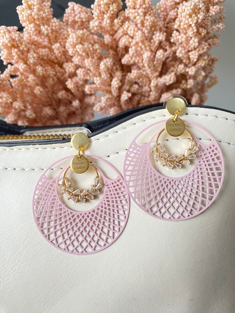 Pink Lace with Cubic Zirconia Wreath