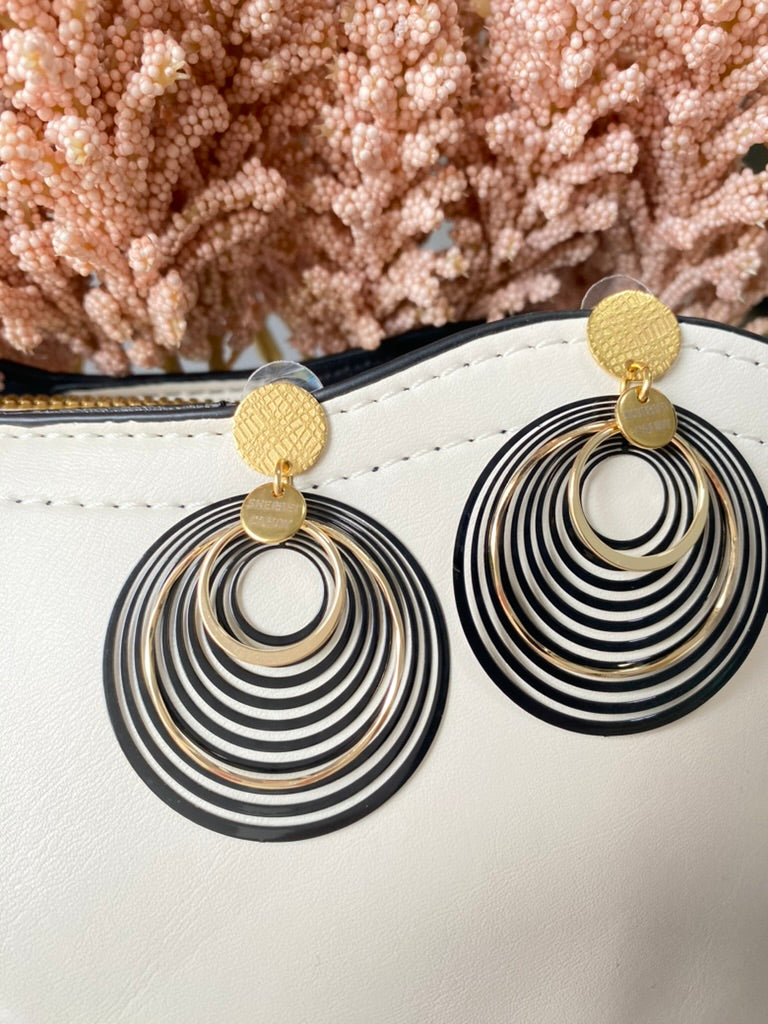 Black Lace with Gold Hoops