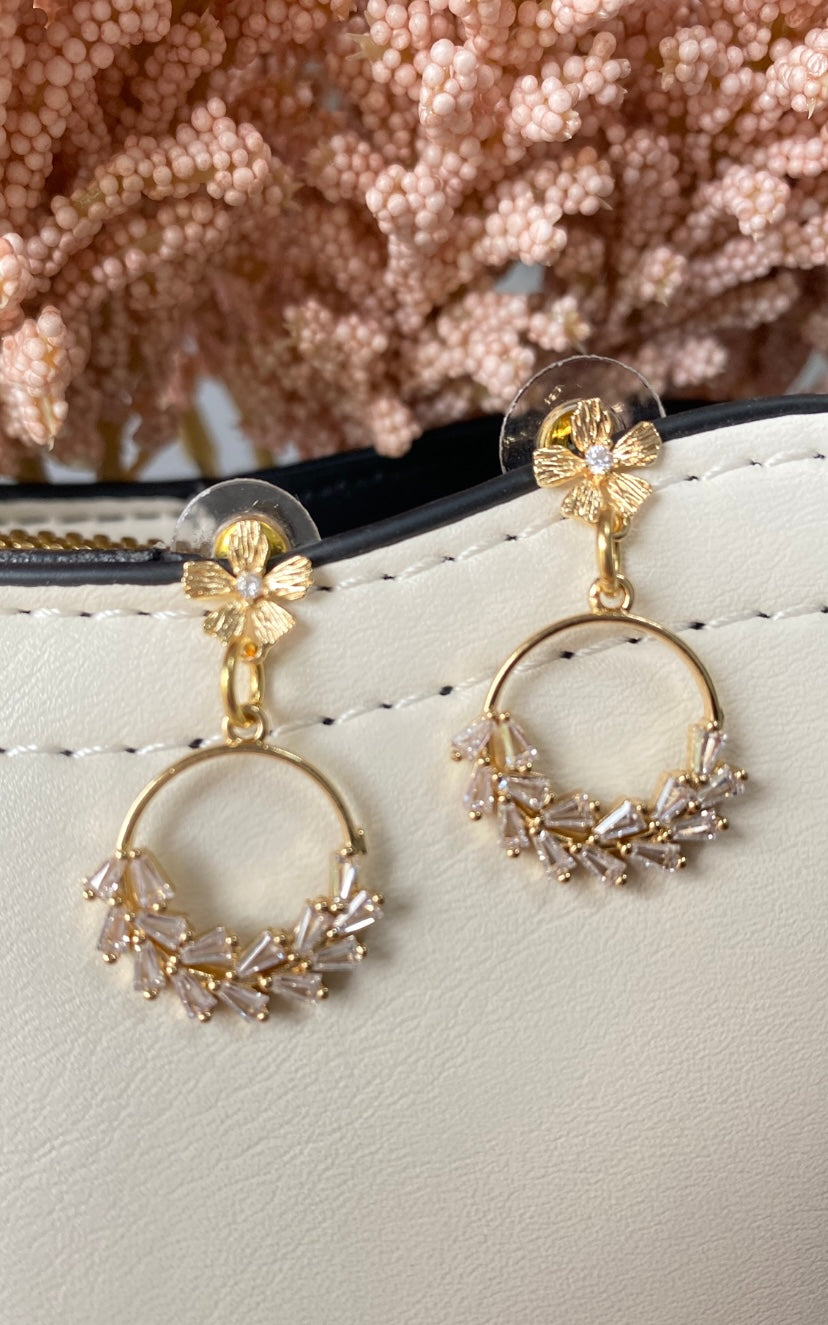 Gold Flower with Cubic Zirconia Wreath