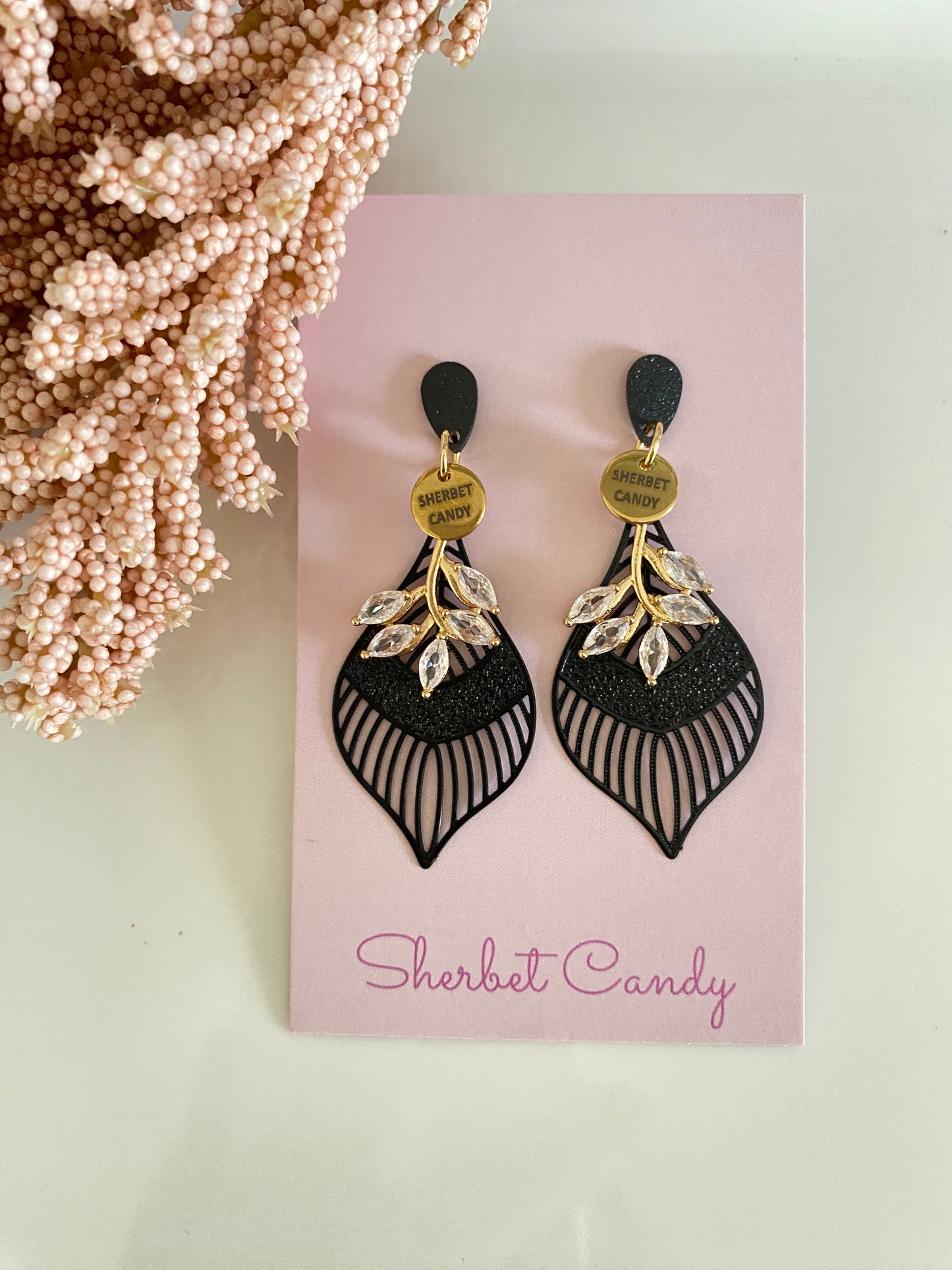 Black Lace with Cubic Zirconia Branch