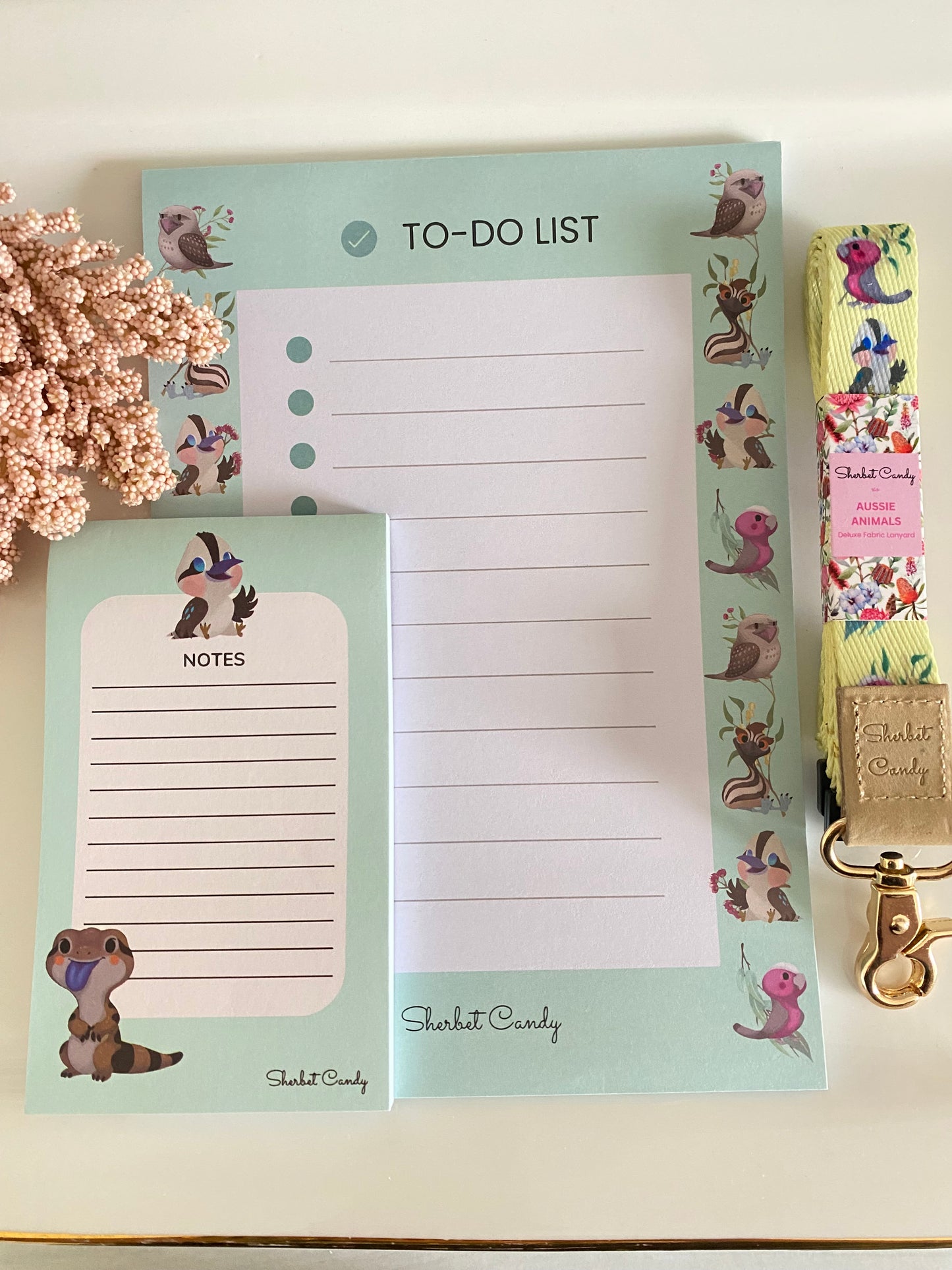 Fabric Lanyard, To-Do List Notepad and Sticky Notes Gift Set