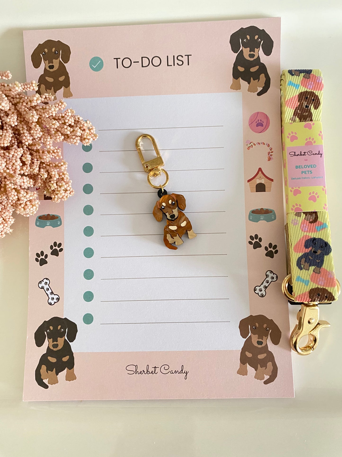 Fabric Lanyard, Layered Acrylic Keychain and Notepad Gift Set