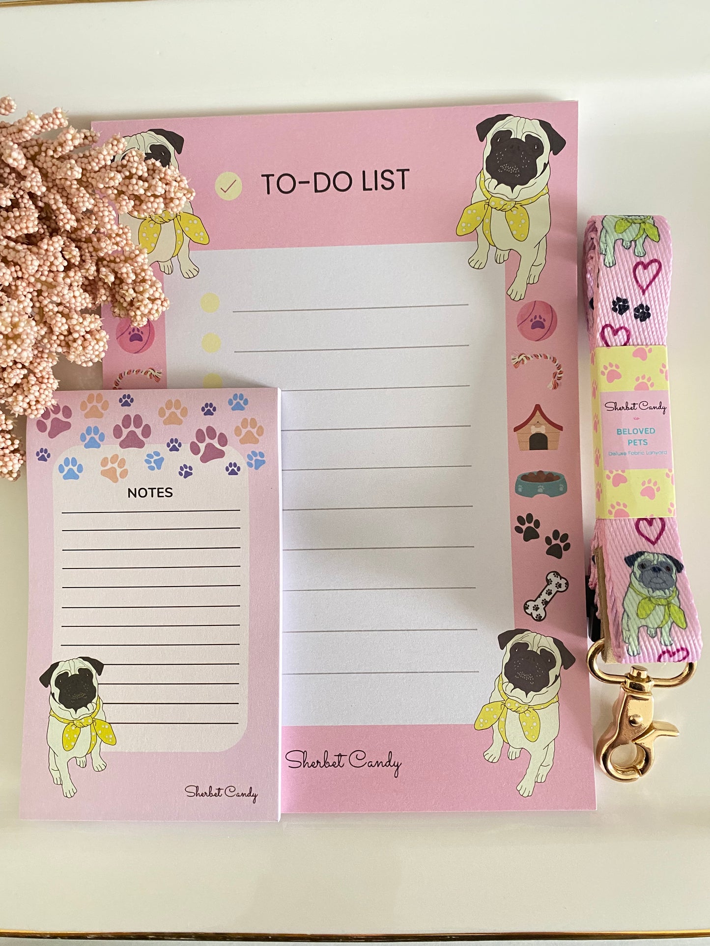 Fabric Lanyard, To-Do List Notepad and Sticky Notes Gift Set