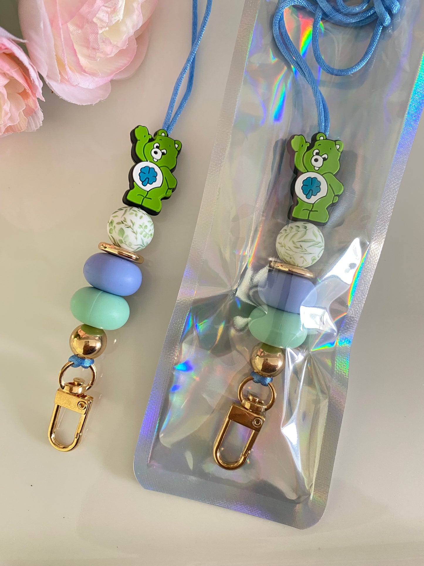 Good Luck Bear Beaded Lanyard