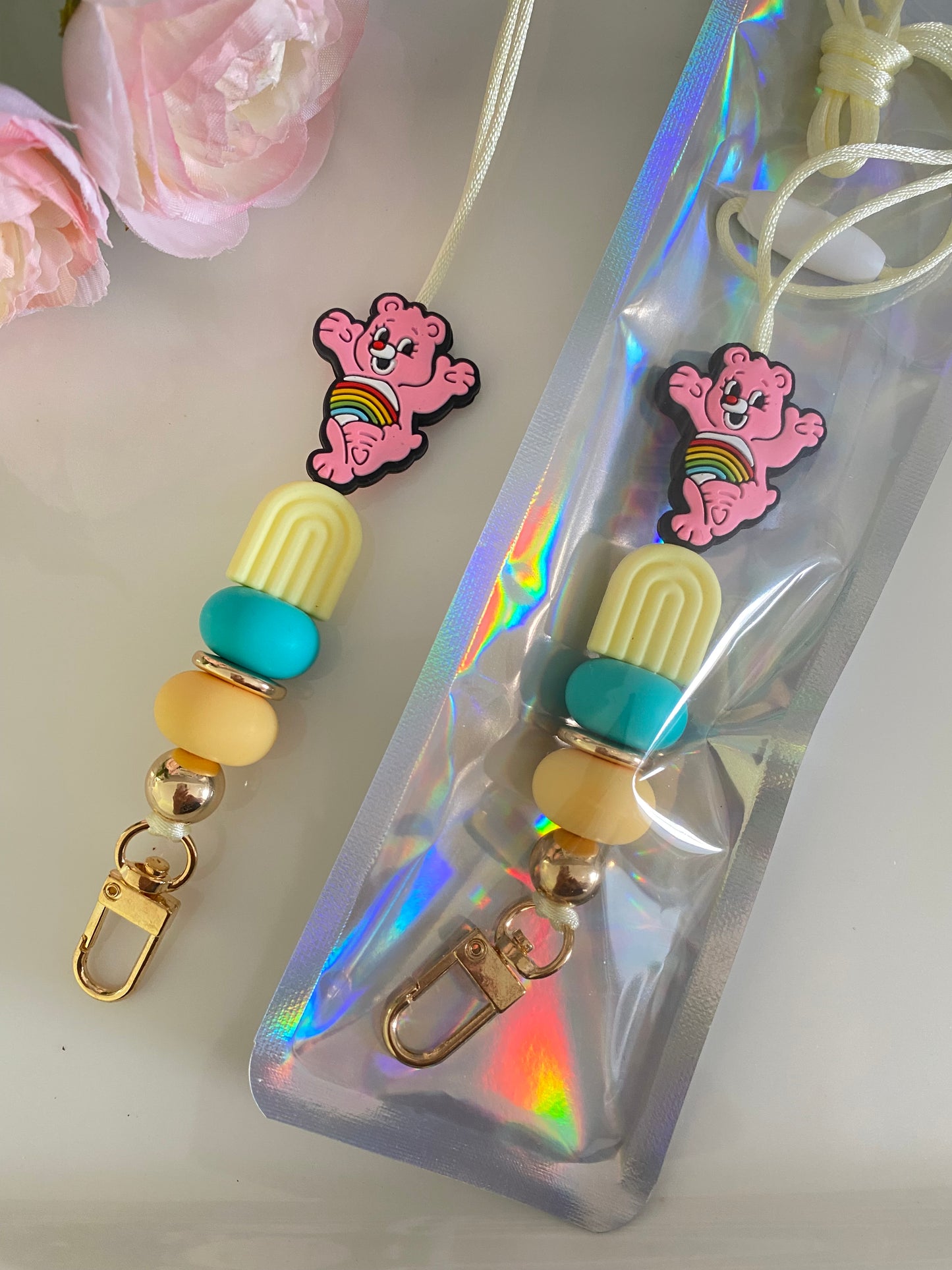Cheer Bear Beaded Lanyard