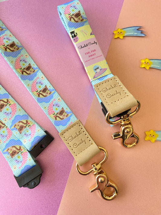 Far Far Away Chanel on the Moon Deluxe Fabric Lanyard