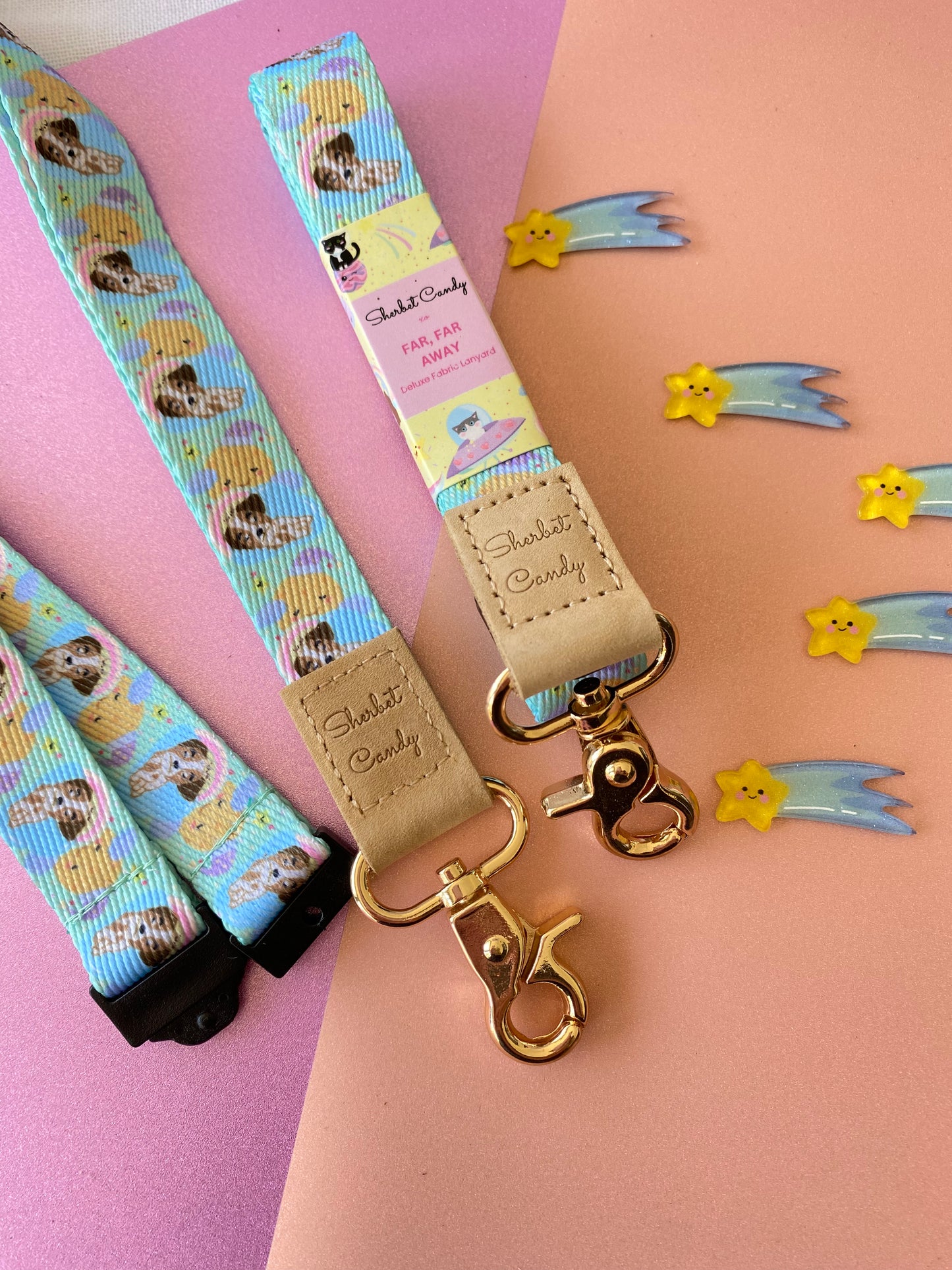 Far Far Away Candy Sleeping on a Cloud Deluxe Fabric Lanyard