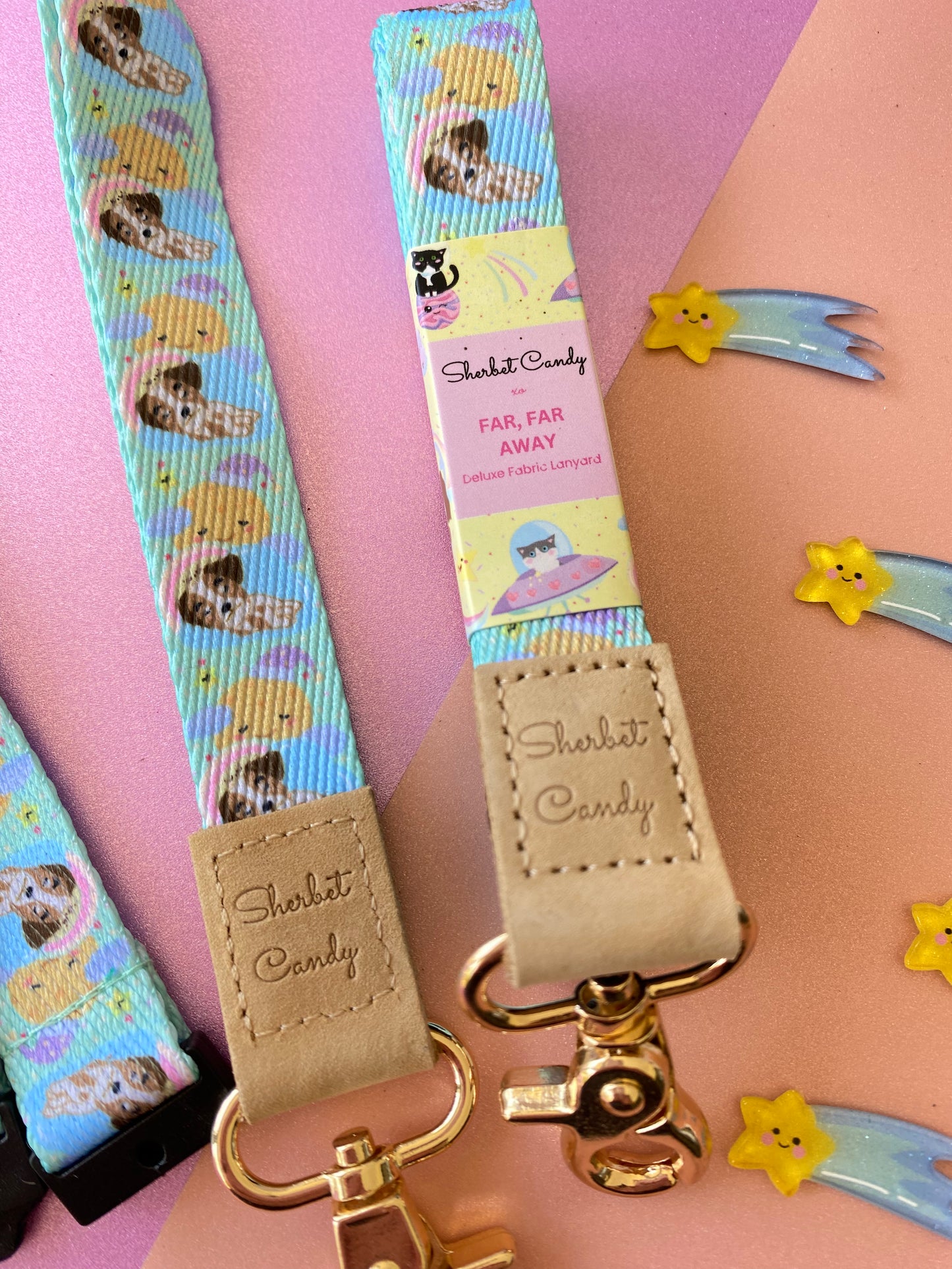 Far Far Away Candy Sleeping on a Cloud Deluxe Fabric Lanyard