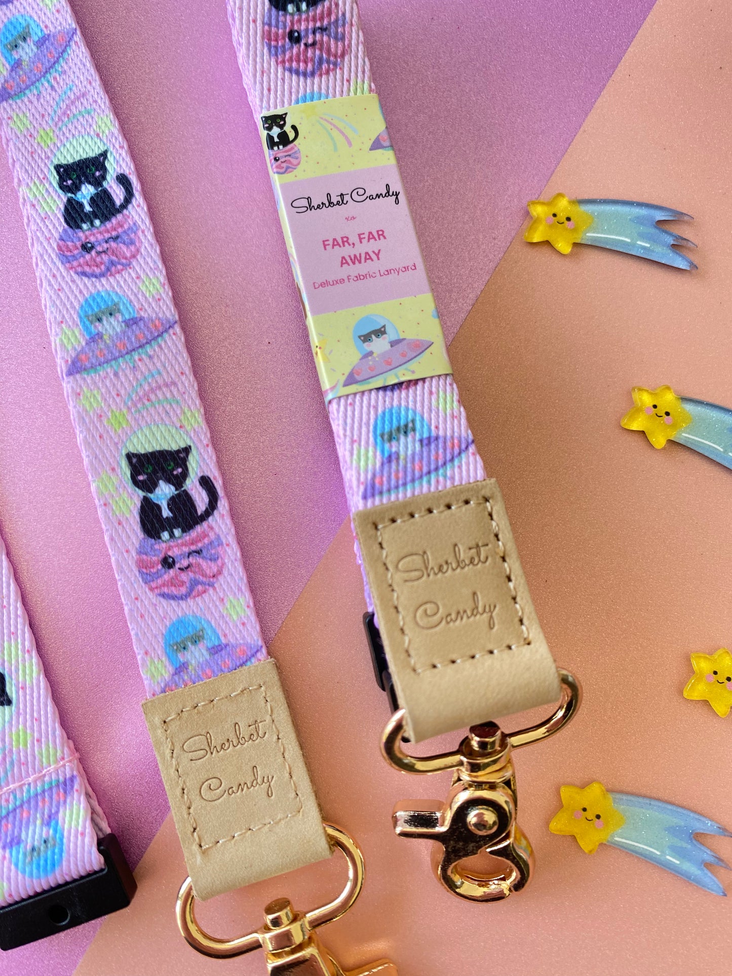 Far Far Away Mittens in Space Deluxe Fabric Lanyard