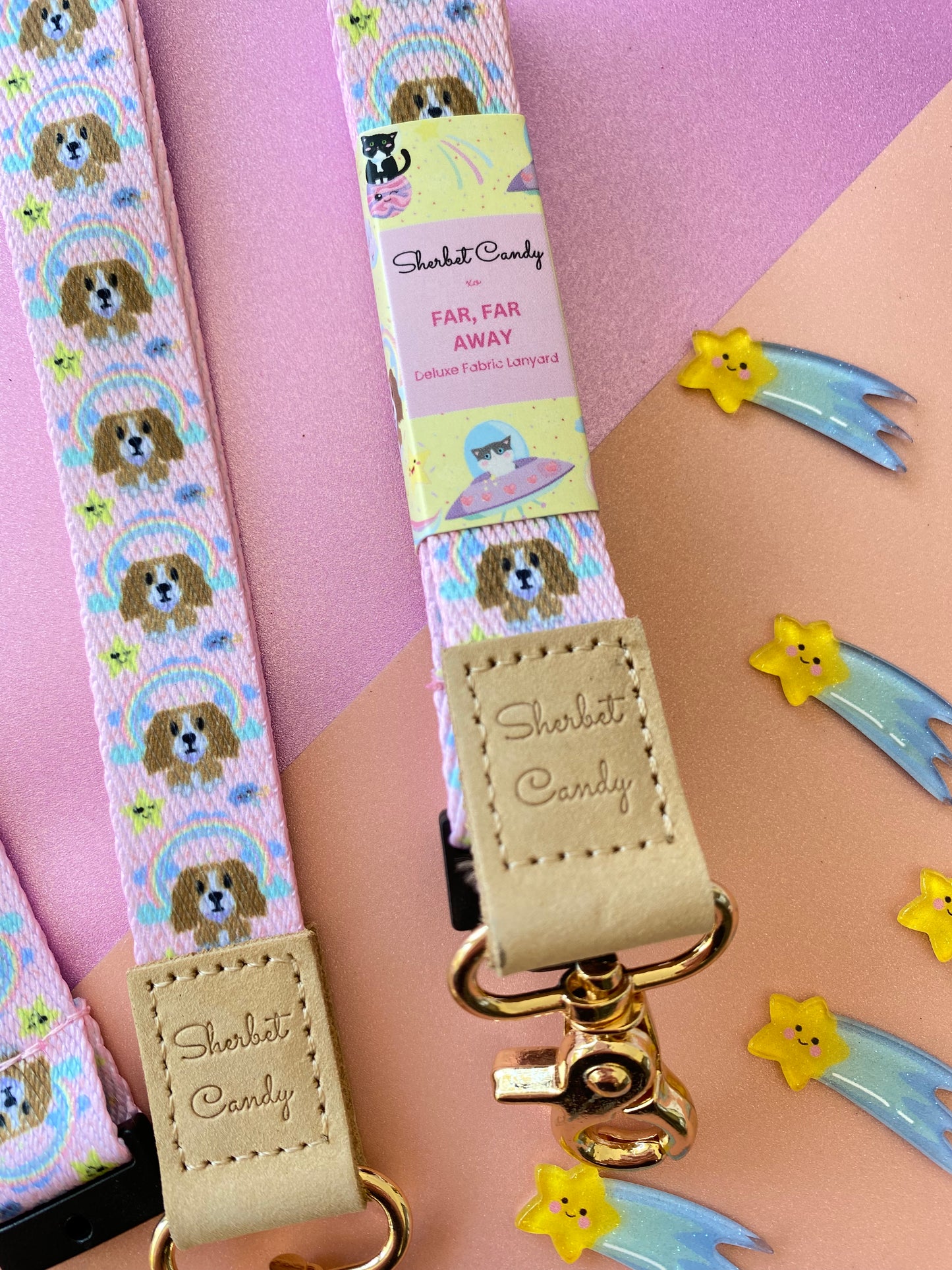 Far Far Away Franky Over the Rainbow Deluxe Fabric Lanyard