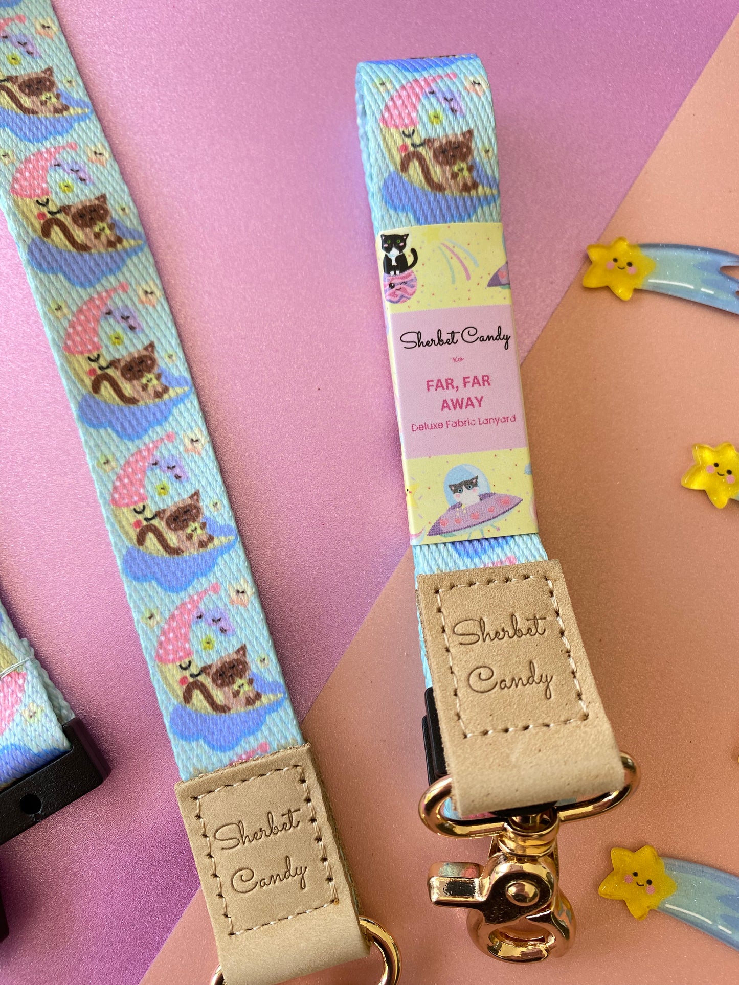 Far Far Away Chanel on the Moon Deluxe Fabric Lanyard