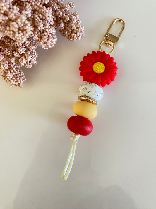 Red Daisy Keychain