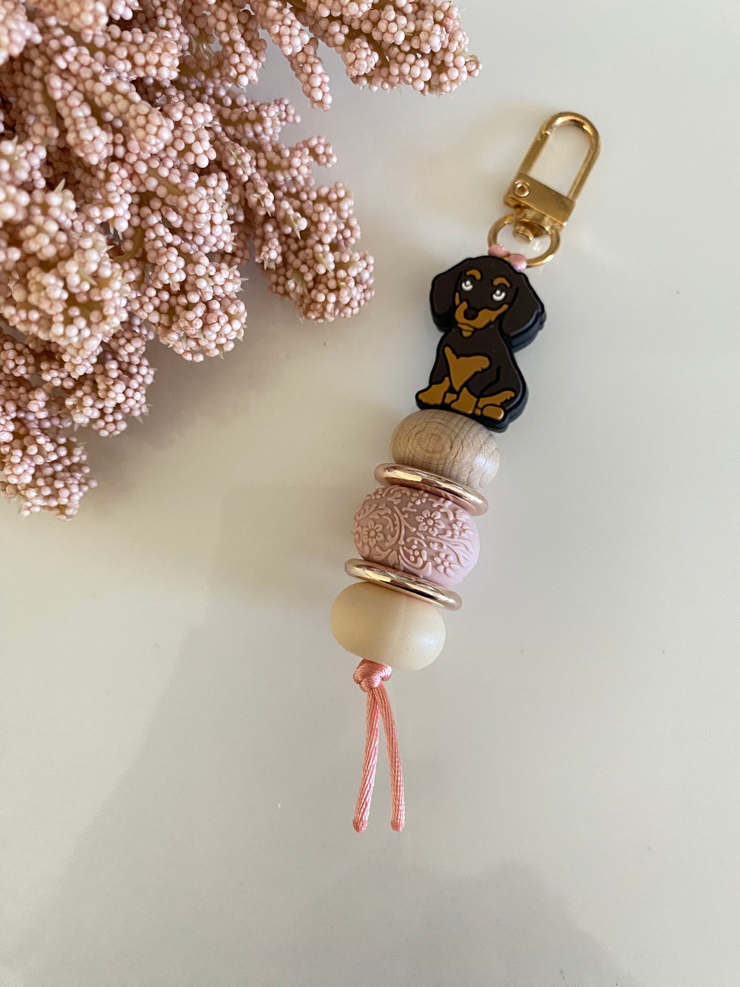 Dachshund Beaded Keychain