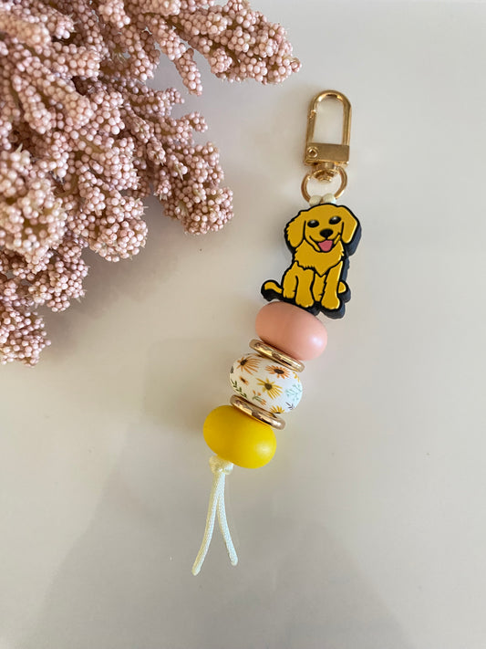 Golden Retriever Beaded Keychain