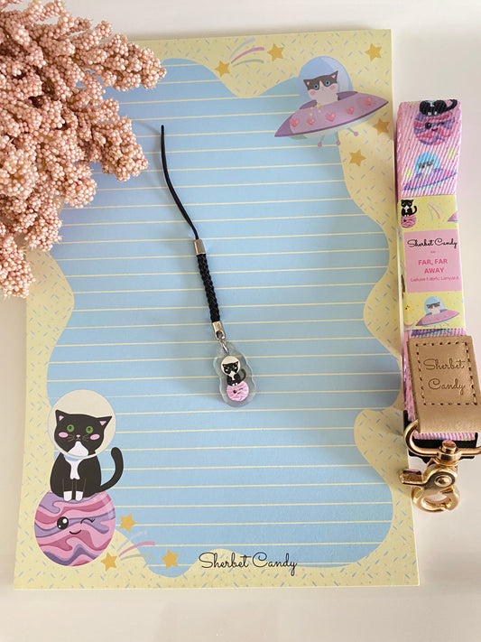 Fabric Lanyard Notepad and Phone Charm/Bag Tag Gift Set