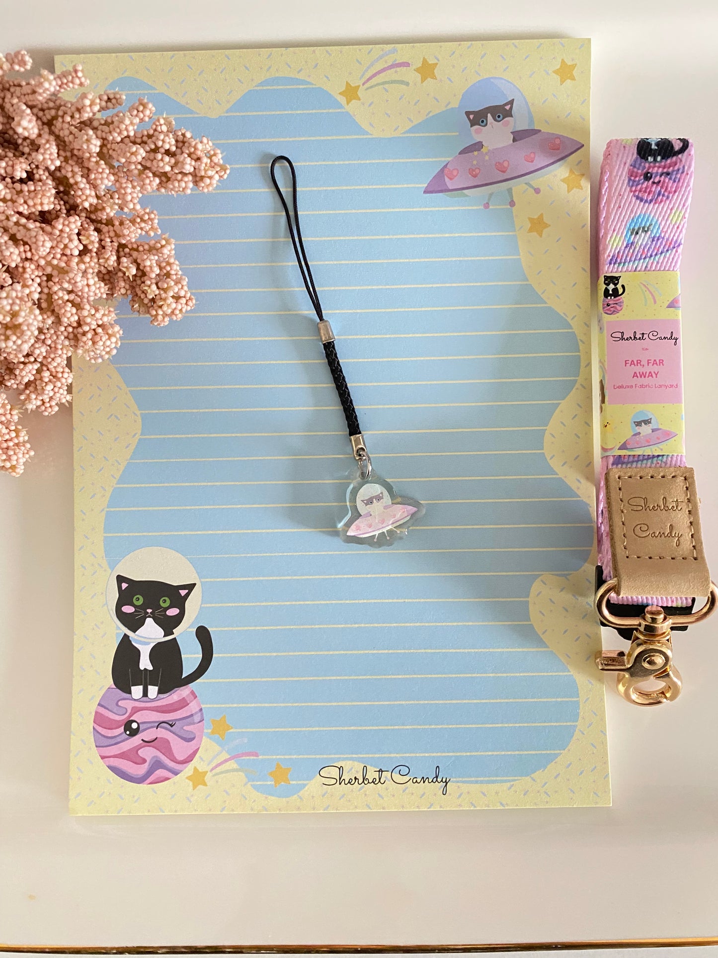 Fabric Lanyard Notepad and Phone Charm/Bag Tag Gift Set