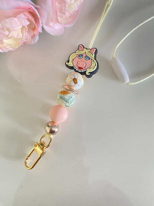 Miss Piggy Beaded Lanyard