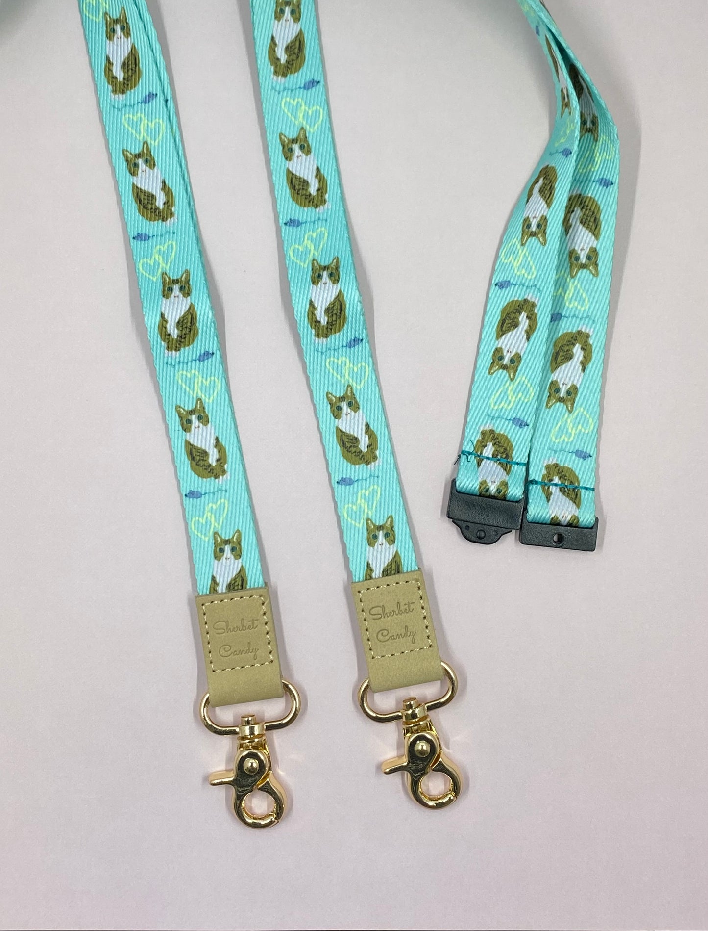 Bean the Cute Cat Deluxe Fabric Lanyard