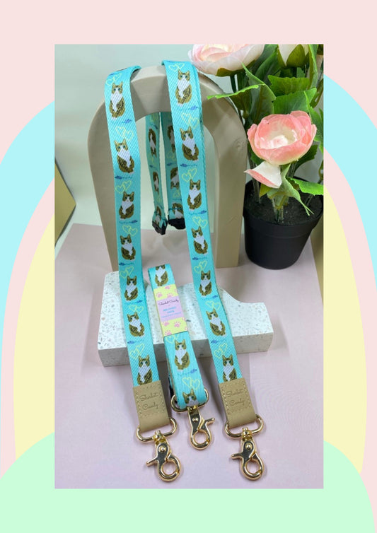 Bean the Cute Cat Deluxe Fabric Lanyard